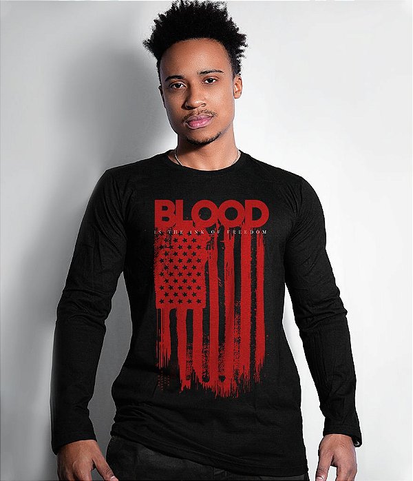 Camiseta Manga Longa Blood Is The Ink Of Freedom Masculina Team Six Brasil