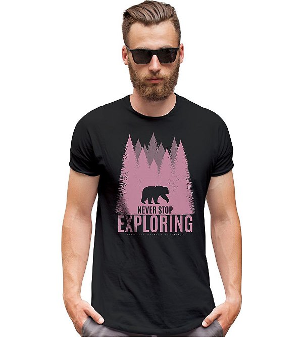 Camiseta Masculina Outdoor Never Stop Exploring Tático Militar TeamSix Brasil