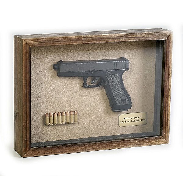 Quadro Retro Pistola Glock 17 Calibre 9mm Parabellum Team Six Brasil