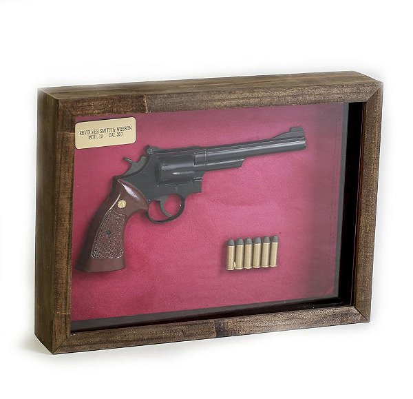Quadro Retro Revolver Smith & Wesson Mod. 19 Calibre 357 Team Six Brasil