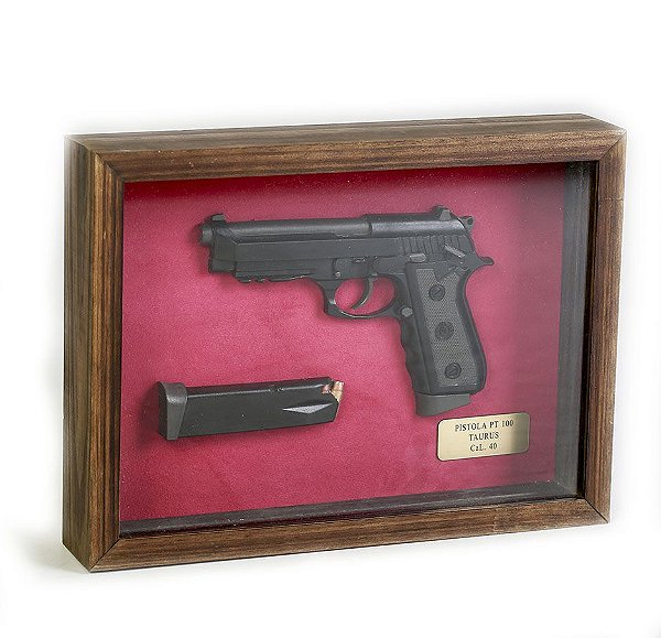 Quadro Retro Pistola PT 100 Taurus Calibre 40 Team Six Brasil