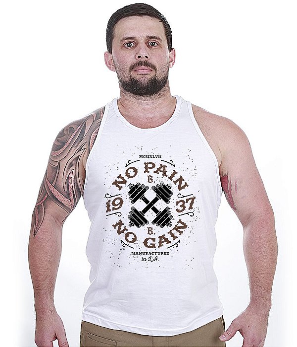 Camiseta Regata Academia Iron No Pain No Gain Masculina Team Six Brasil