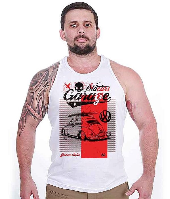 Camiseta Regata Old Cars Fusca Garage Masculina Team Six Brasil