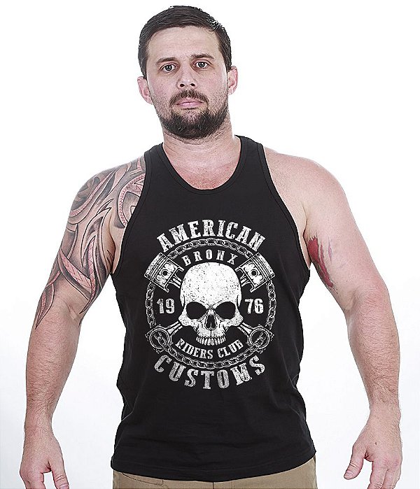 Camiseta Regata Old Cars American Customs Bronx Riders Club Masculina Team Six Brasil