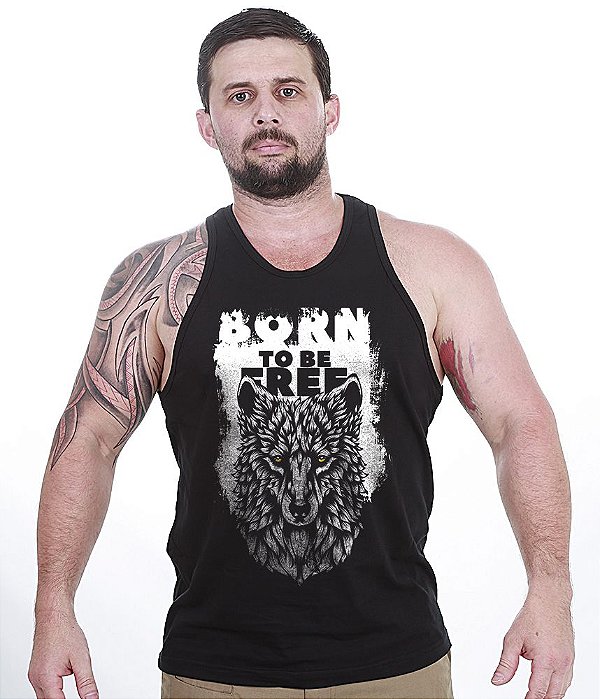 Camiseta Regata Outdoor Wolf Born To Be Free Masculina Team Six Brasil