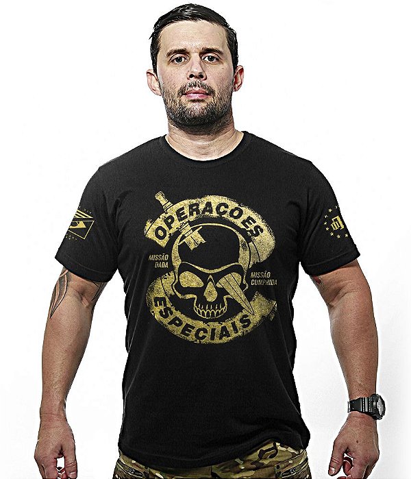 Camiseta Masculina Operações Especiais Gold Line Team Six Brasil