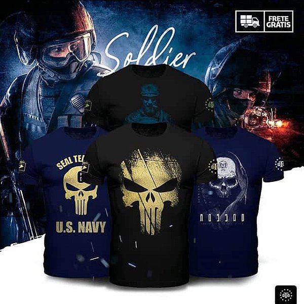 Kit 4 Camisetas Masculinas Soldier Team Six