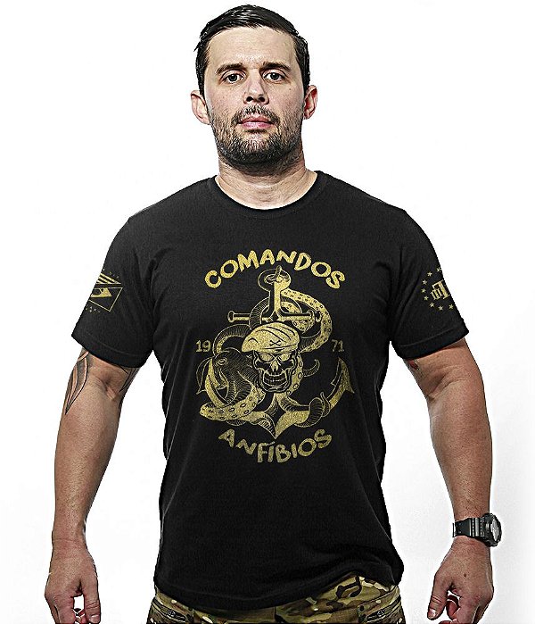 Camiseta Masculina Comandos Anfibios COMANF Gold Line Team Six Brasil