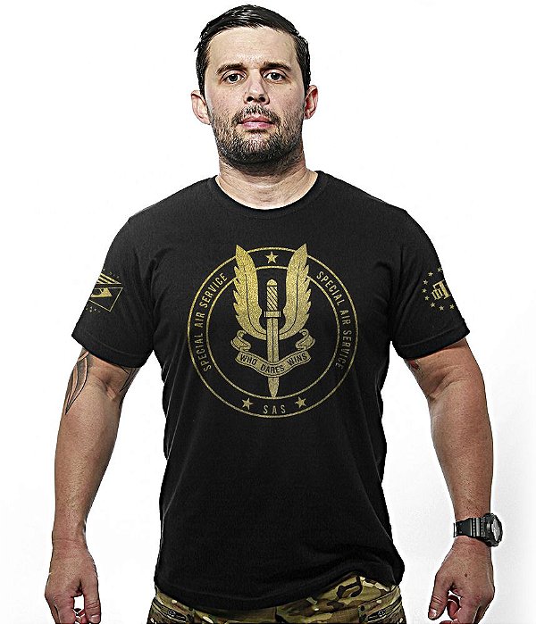 Camiseta Masculina Britânica SAS Special Air Service Gold Line Team Six Brasil