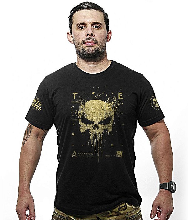Camiseta Masculina New Punisher Gold Line Team Six Brasil