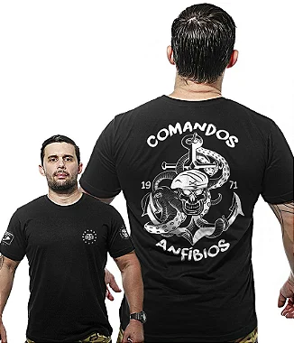 Camiseta Masculina Wide Back Comandos Anfibios Team Six Brasil