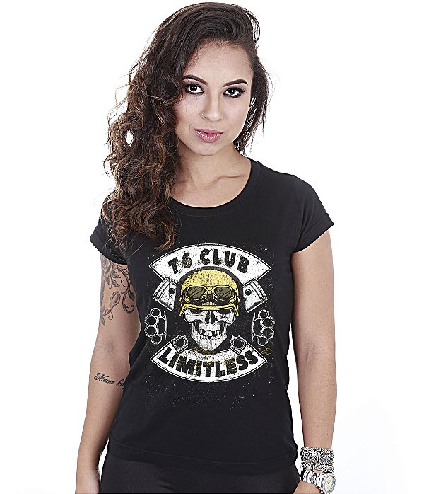 Camiseta Motorcycle Baby Look Feminina T6 Club Limitless Team Six Brasil