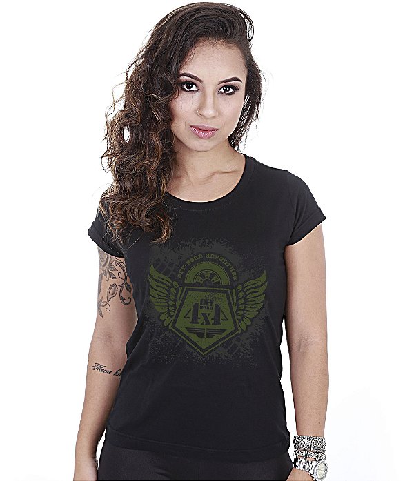 Camiseta Off Road Baby Look Feminina Adventure 4x4 Team Six Brasil