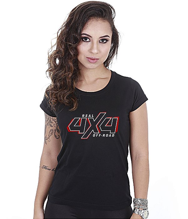 Camiseta Off Road Baby Look Feminina 4x4 Team Six Brasil