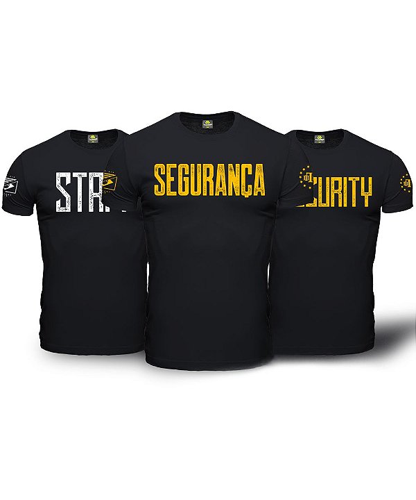 Kit Segurança 3 Camisetas Masculinas Pretas Team Six Brasil