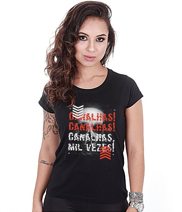 Camiseta Militar Baby Look Feminina Canalhas Canalhas