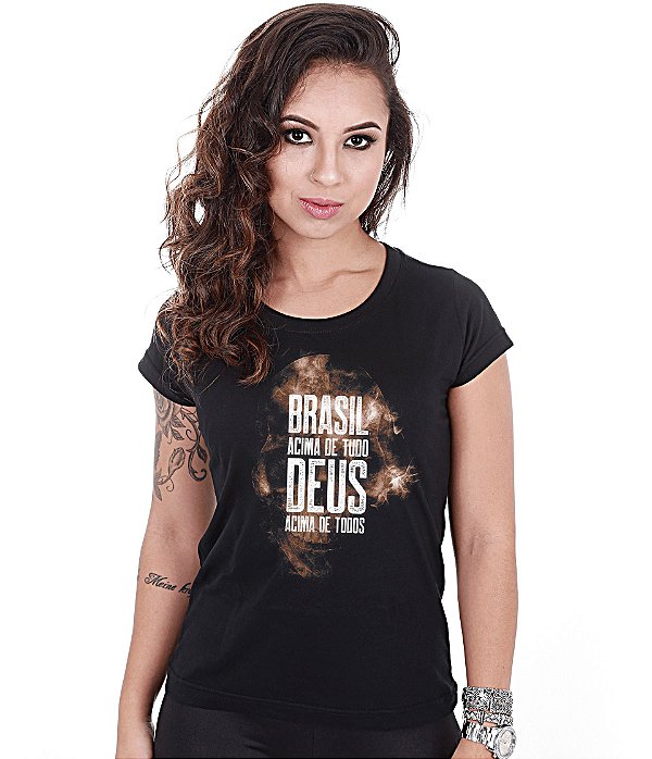 Camiseta Baby Look Feminina Brasil Acima de Tudo Team Six Brasil