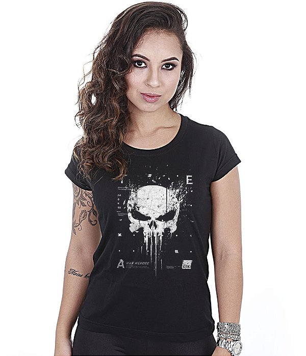 Camiseta Baby Look Feminina New Punisher Team Six Brasil