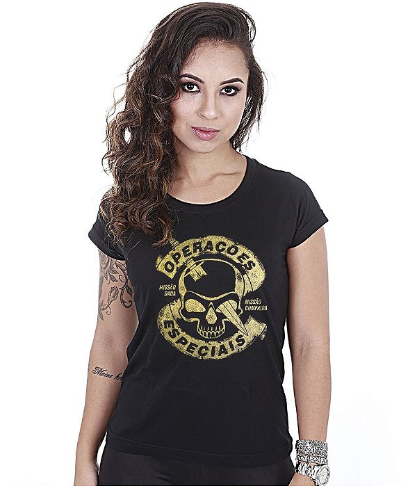 Camiseta Baby Look Feminina Operações Especiais Team Six Brasil