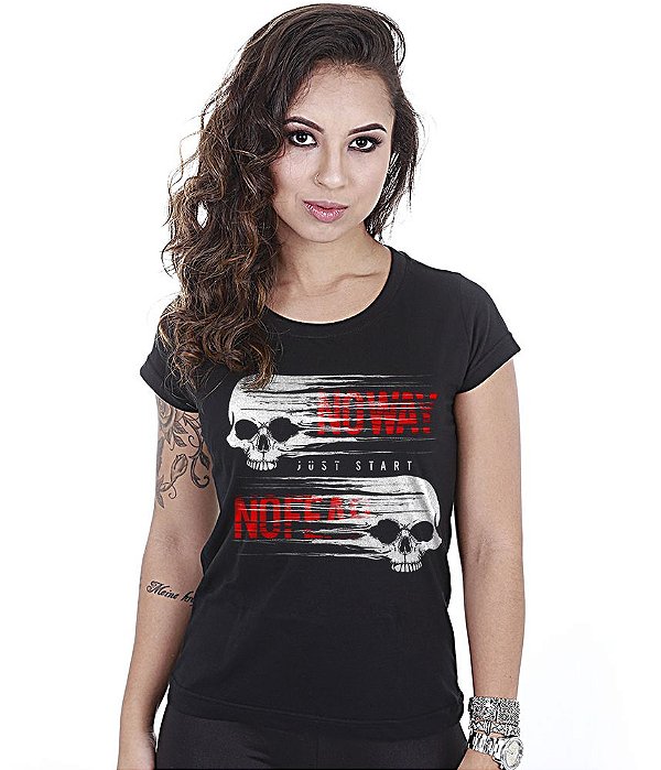 Camiseta Academia Baby Look Feminina No Way No Fear Team Six Brasil