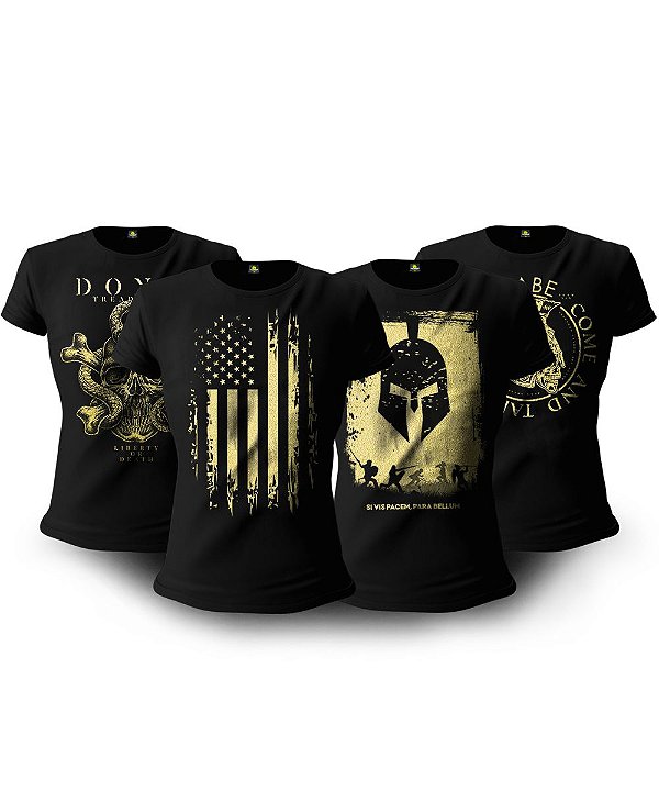 Kit 4 Camisetas Baby Look Feminina Soldiers Of Fortune Team Six Brasil