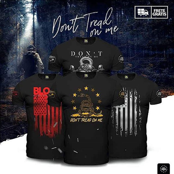 Kit 4 Camisetas Masculinas Pretas Don't Tread On Me Team Six Brasil