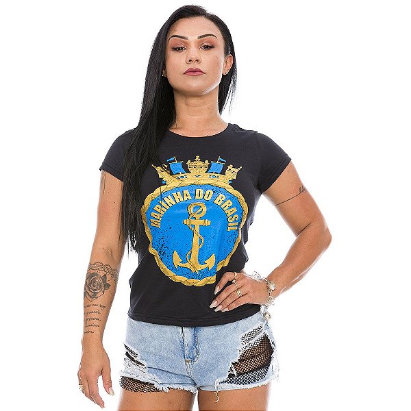 Camiseta Baby Look Feminina Marinha Brasileira Team Six Brasil