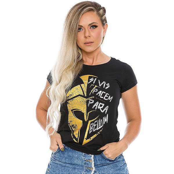 Camiseta Baby Look Feminina Si Vis Pacem Para Bellum Sparta Team Six Brasil