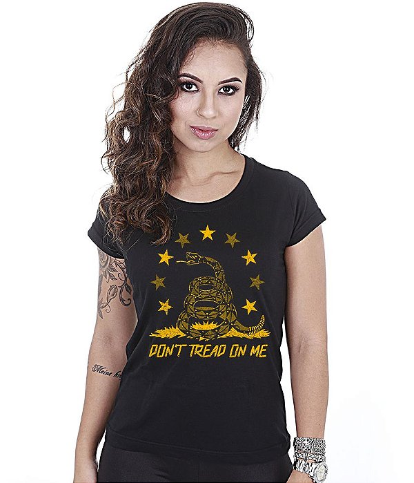 Camiseta Baby Look Feminina Don't Tread On Me Snake Team Six Brasil