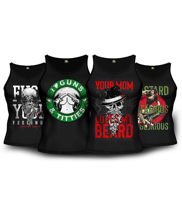 Kit 4 Camisetas Regata Infamous Masculina Team Six Brasil