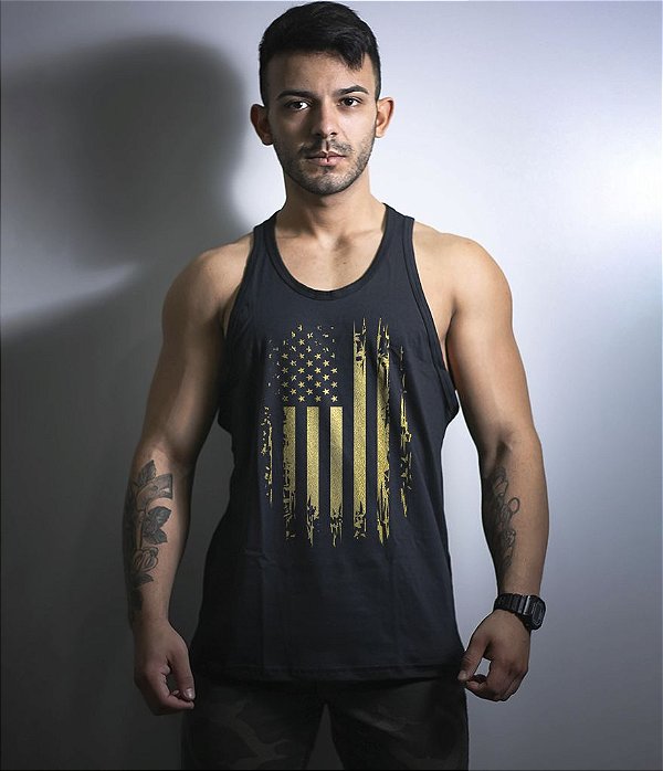 Camiseta Regata EUA Defense Gold Line Masculina Team Six Brasil