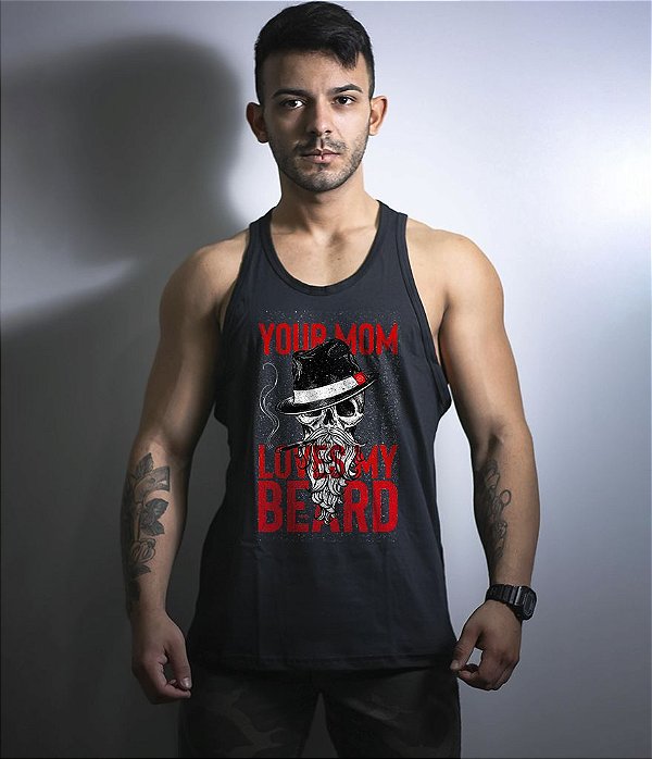 Camiseta Regata Instrutor Fritz Your Mom Loves My Beard Masculina Team Six Brasil