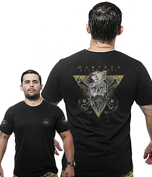 Camiseta Masculina Wide Back Marines Beard Gang Team Six Brasil