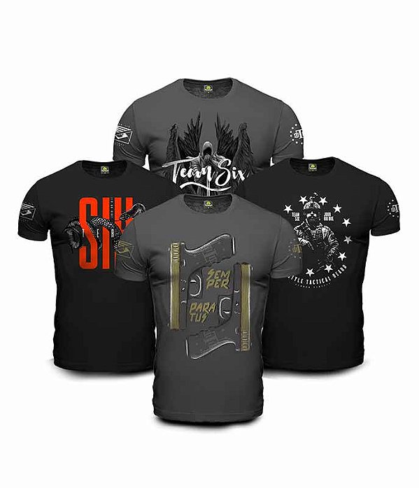 Kit 4 Camisetas Masculinas Concept Line Semper Paratus Team Six