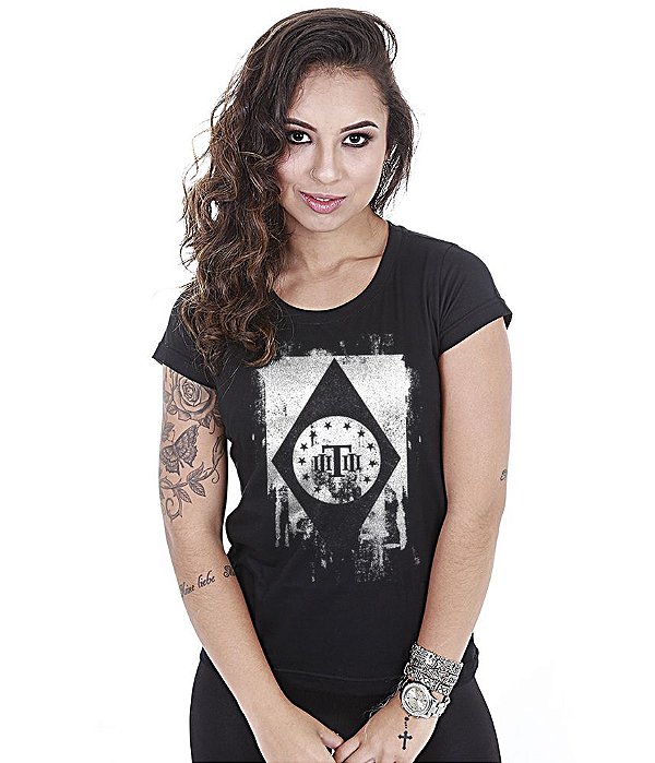 Camiseta Feminina Concept Line Baby Look Tactical Flag Brasil Team Six Brasil