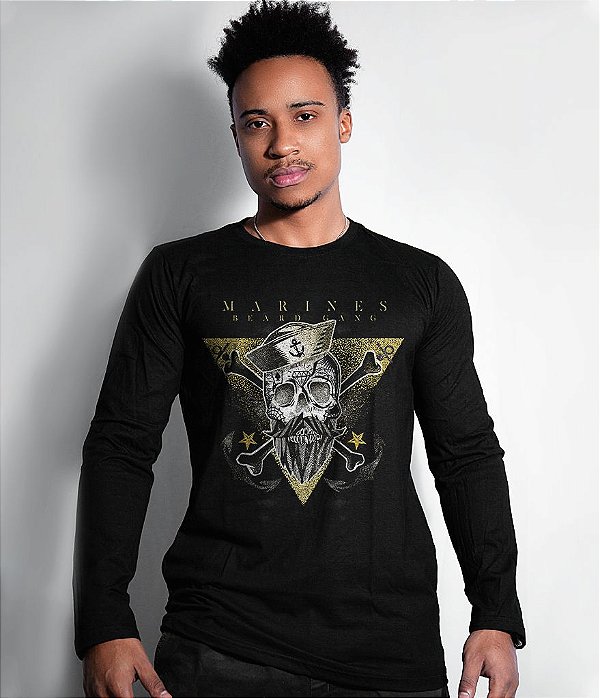 Camiseta Manga Longa Marines Beard Gang Masculina Team Six Brasil