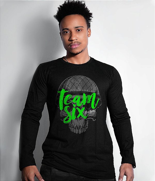 Camiseta Manga Longa Masculina Team Six Brasil