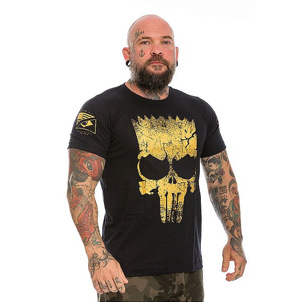 Camiseta Masculina Punisher Bart Gold Line Team Six Brasil