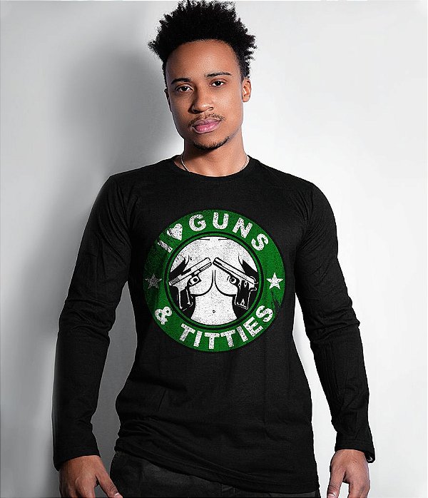Camiseta Manga Longa I Love Guns And Titties Masculina Team Six Brasil