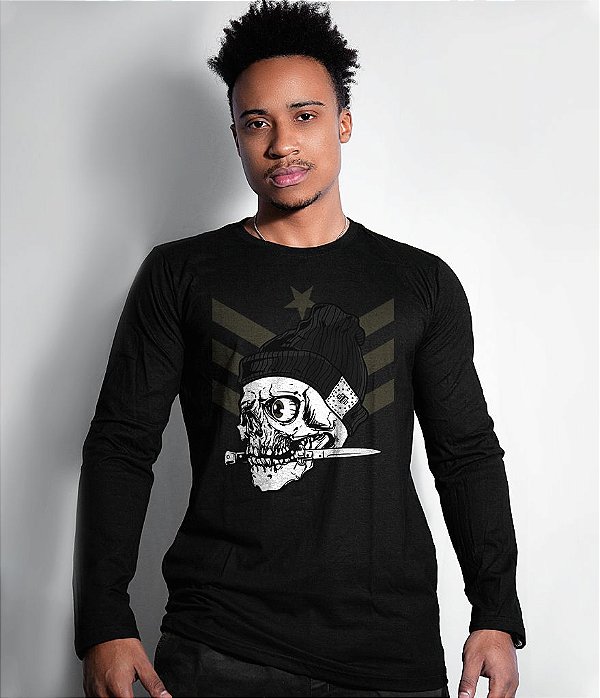 Camiseta Manga Longa Knife Skull Squad Masculina Team Six Brasil