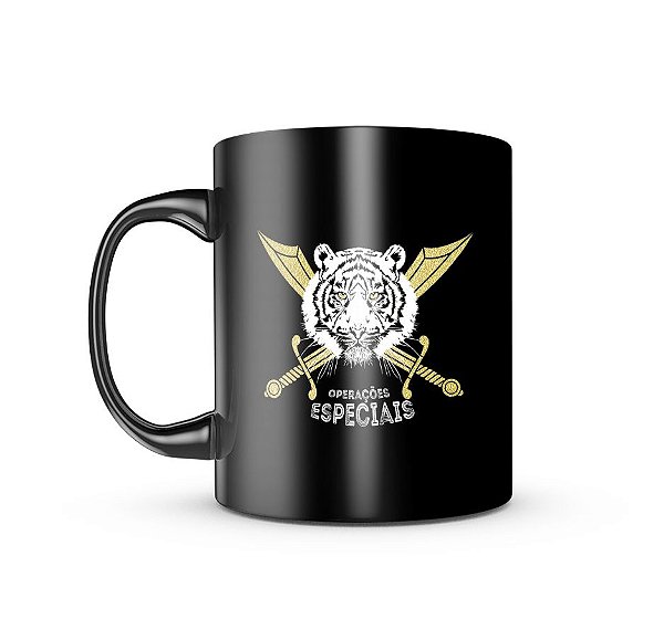 Caneca de Porcelana Dark Militar Operações na Selva Team Six Brasil