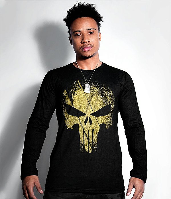 Camiseta Manga Longa The Punisher Gold Line Masculina Team Six Brasil