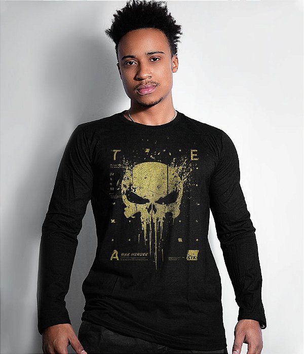 Camiseta Manga Longa New Punisher Gold Line Masculina Team Six Brasil