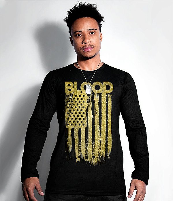 Camiseta Manga Longa Blood Is The Ink Of Freedom Gold Line Masculina Team Six Brasil