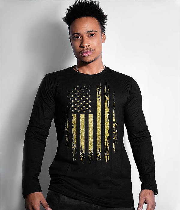 Camiseta Manga Longa EUA Defense Gold Line Masculina Team Six Brasil