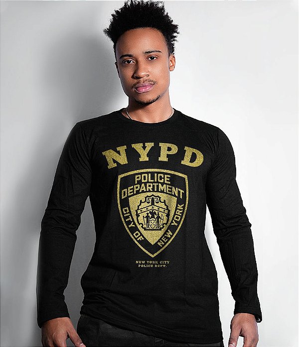 Camiseta Manga Longa Police Department NYPD Gold Line Masculina Team Six Brasil