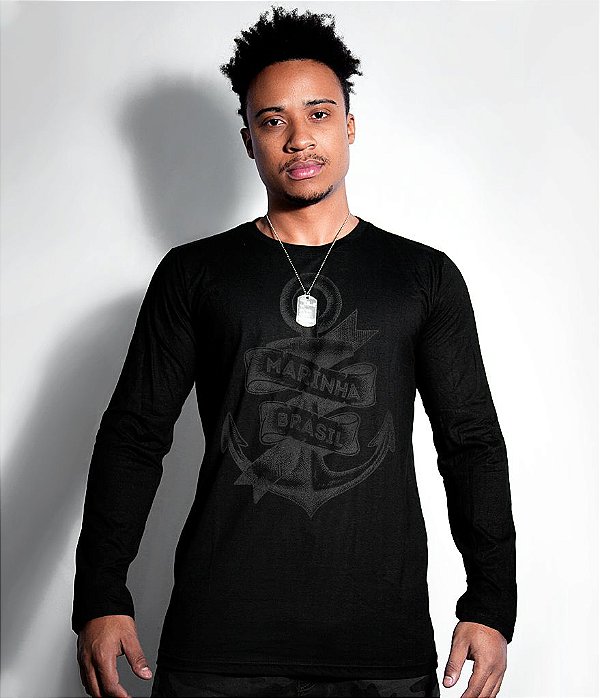 Camiseta Manga Longa Marinha do Brasil Dark Line Masculina Team Six Brasil