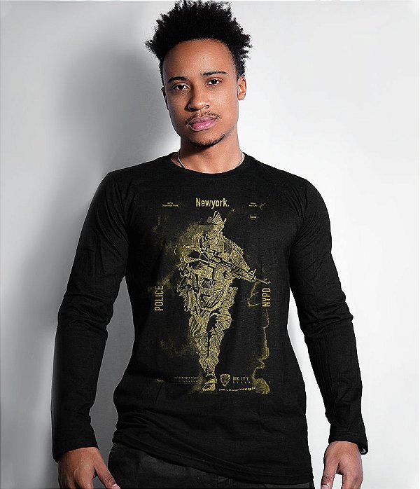 Camiseta Manga Longa New Police Gold Line Masculina Team Six Brasil
