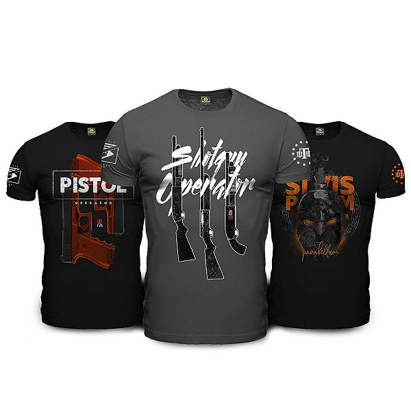 Kit 3 Camisetas Masculinas Militares GUFZ6 Operator Team Six Brasil