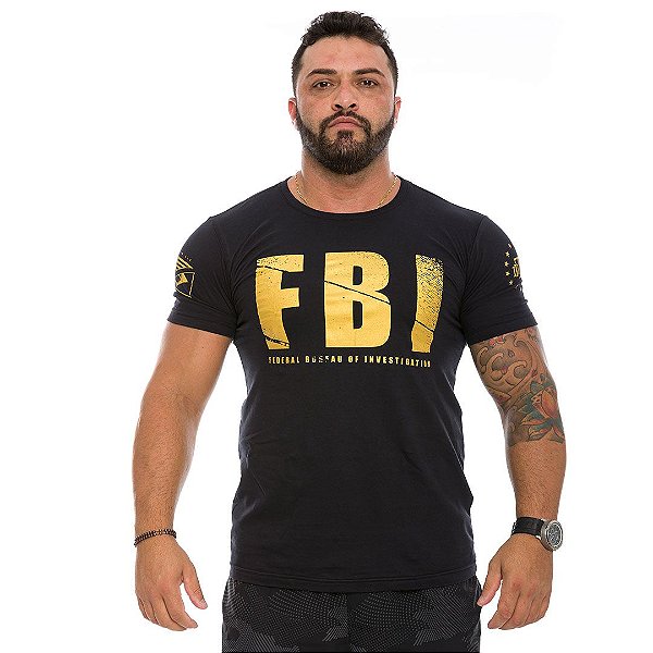 Camiseta Masculina FBI Federal Bureal Of Investigation Gold Line Team Six Brasil